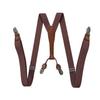 Unisex 2.5cm Elastic Leather Suspenders with 4 Clips