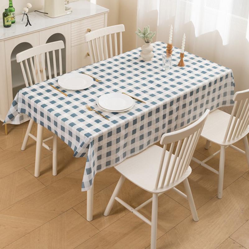 Japanese Style Waterproof Plaid Tablecloth - Oil-proof & Wash-free PEVA for Coffee and Dining Tables