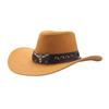 European and American New Western Cowboy Hat Woolen Cow Head Belt Warped Edge Retro Men's and Women's Jazz Hat