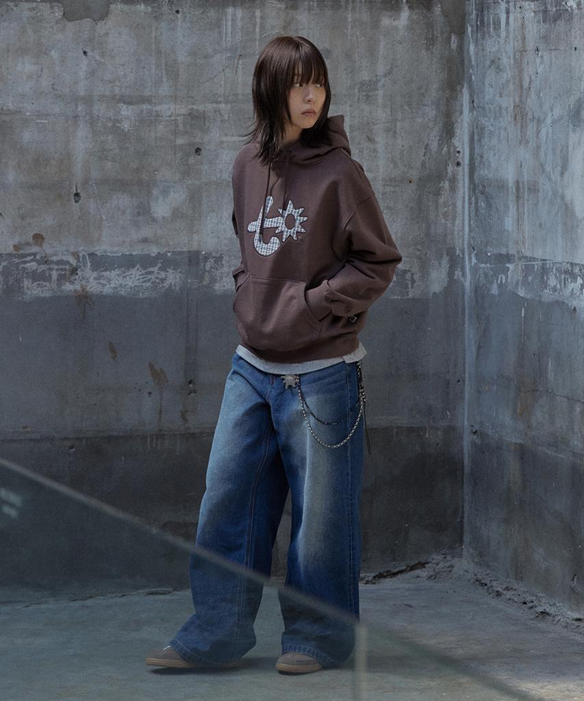 Brown Applique Embroidery Hoodie