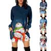Fashion Casual Women's Christmas  Printed Long Sleeve Hooded Pullover Dress Top