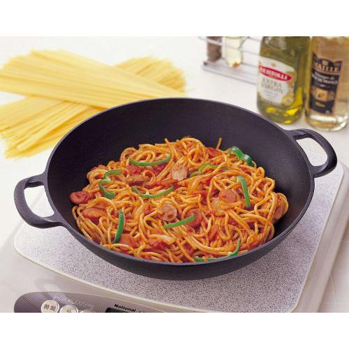 Iwachu Flat All-Purpose Pot (Small), Black Finish, 25cm Inner Diameter, Induction Compatible, Nanbu Ironware, 21066