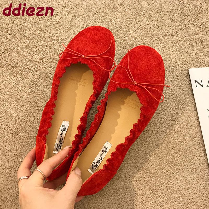 Fashion Footwear Shallow Ladies Flats Slip On Shoes Soft Casual Female Butterfly-Knot Fashion Round Toe Women Ballet Flats Shoes lady