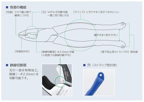 Three Peaks Giken 3.peaks Electrician's F Pliers, 165mm, DF-165