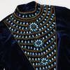 Women's Blue Water Drop Rhinestone Suede Evening Gown Robe
