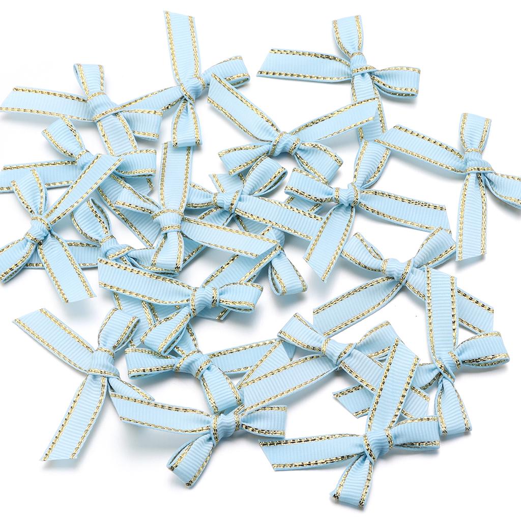 30pcs 4*5cm Polyester Satin Ribbon Bows Colourful Golden-edged Bowknots For Christmas Party DIY Clothing Headwear Gifts Decor