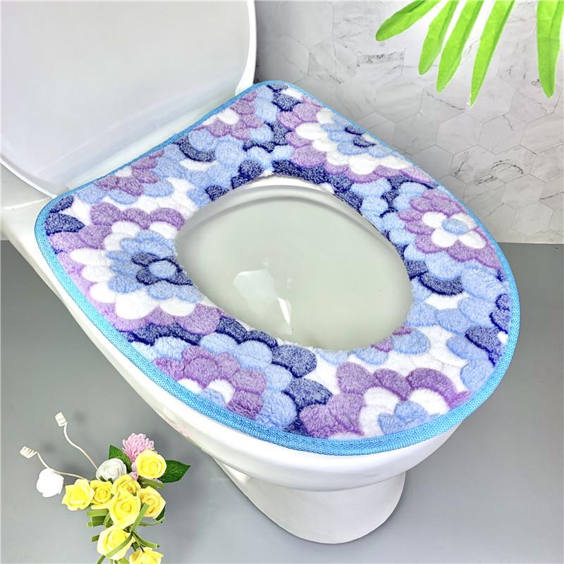 

Утолщенный плюшевый чехол для сиденья унитаза - всесезонный комфорт 43*37 синий