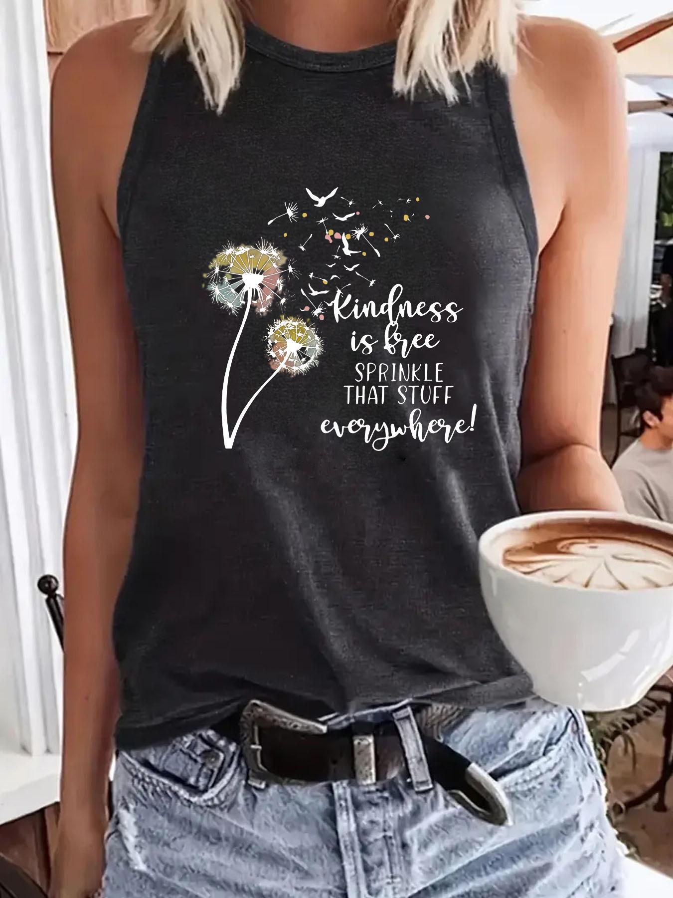 

Свободная женская майка с узором «Одуванчик» в американском стиле, в наличии XX-Large темно-серого