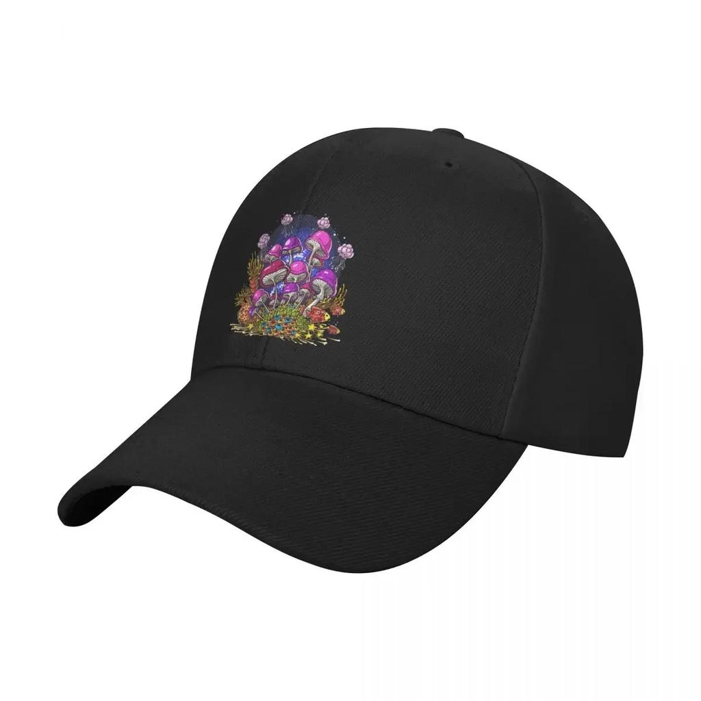 Psychedelic Magic Mushrooms Print Baseball Cap Cotton Adjustable Streetwear Casual Cap for Unisex
