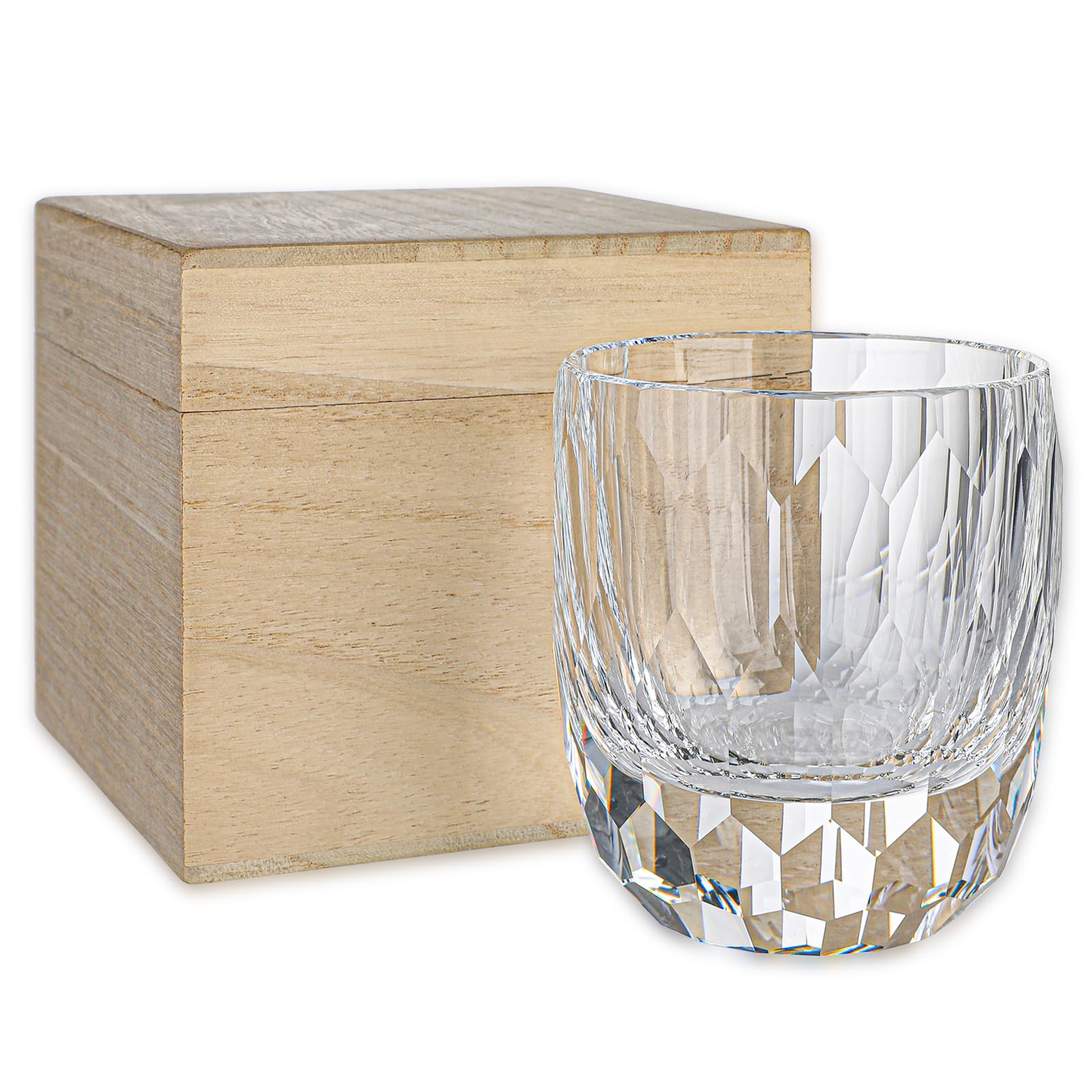 Whiskey Rocks K9 Crystal Handcrafted by Cut for Shochu and Birthday Wooden Box Included Glass, Glass, Glass, 300ml, Artisans, Hand-Polished, Glass,
