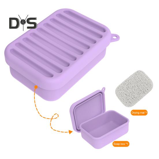 Leak-Proof Silicone Travel Soap Case with Drainage Lid Compact Design Portable Bar Soap Container Soap Holder