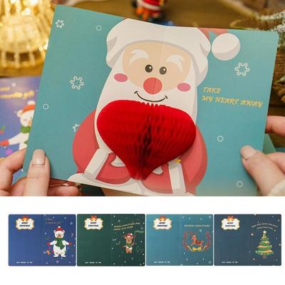 Cute Santa Claus Greeting Card 3D Pop Up Cards Xmas Party Gift Card Creative Three-dimensional New Year Party Decorations