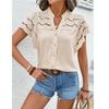 Lace Hollow Cardigan Button Short Sleeve T-shirt Tops Women