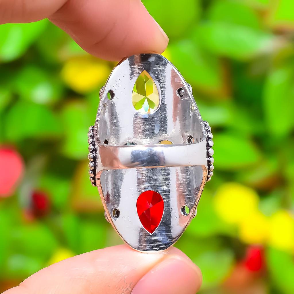 Natural Citrine, Garnet Gemstone 925 Sterling Silver Gift Ring Size 9 T4c40