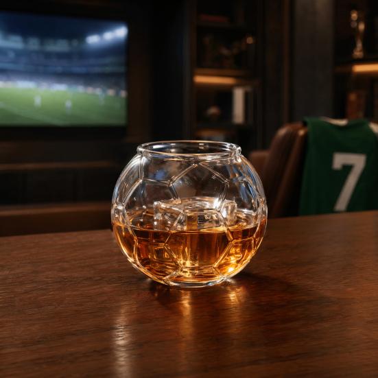 Soccer Beer Glass, Football Shaped Whiskey Cup, Large Capacity Football Drinking Mug for Craft Beer, Home Bar Sports Fan Gift