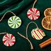 Colorful Lollipop Pendants Wooden Christmas Balls, Candy Stripe Tree Hanging Ornaments, Ornaments Macaron Color Festive Pendant for Holiday Home Party
