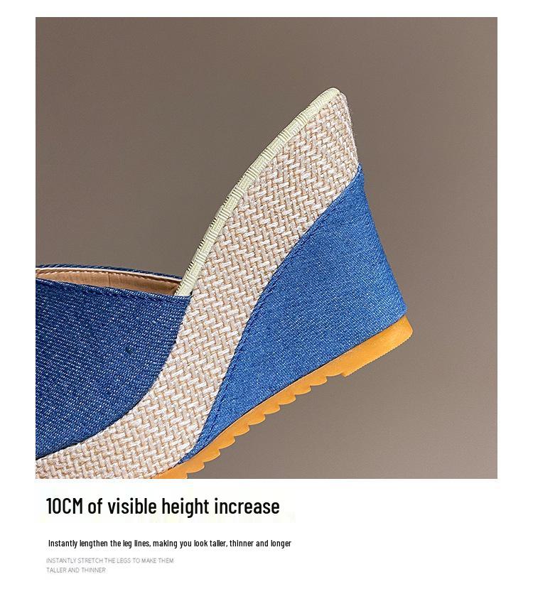 2024 Stylish European & American One-Strap Wedge Platform Slides: Plus-Size, Open-Toe Women's High Heel Slippers