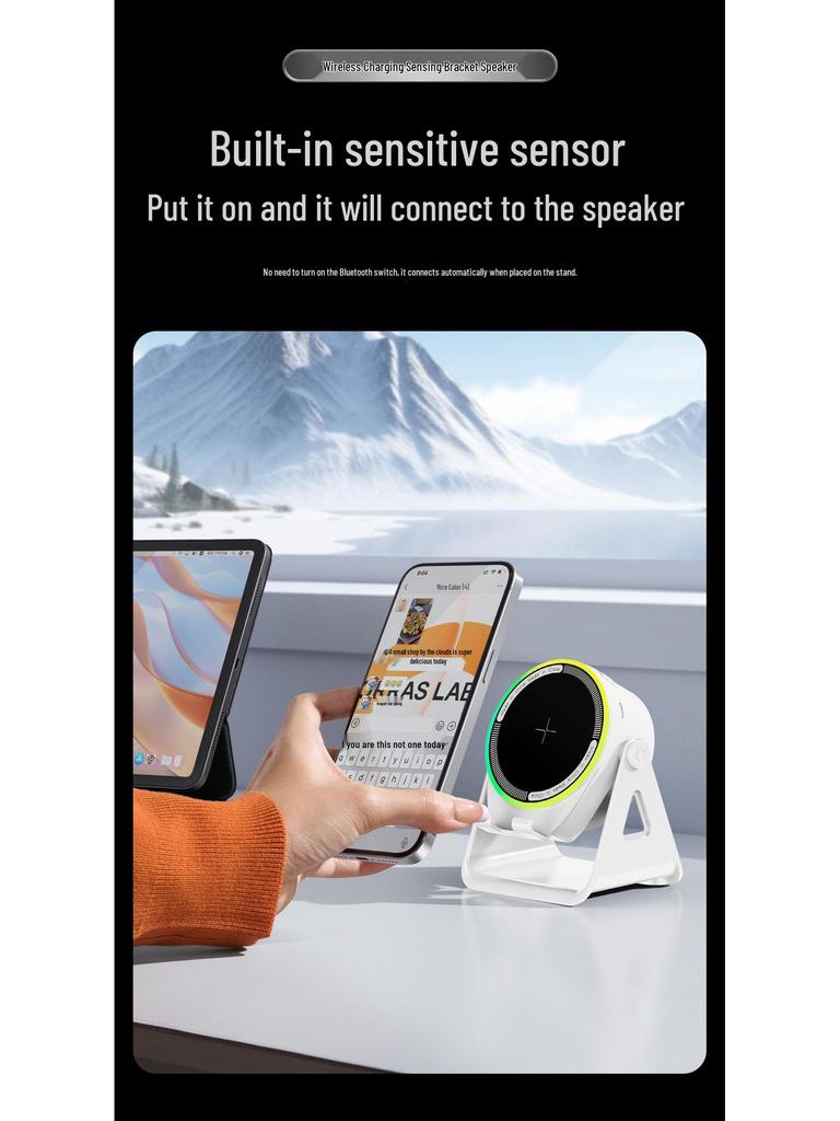ZJ-08 Multifunctional Wireless Charger & RGB Speaker with Bluetooth and Desktop Stand
