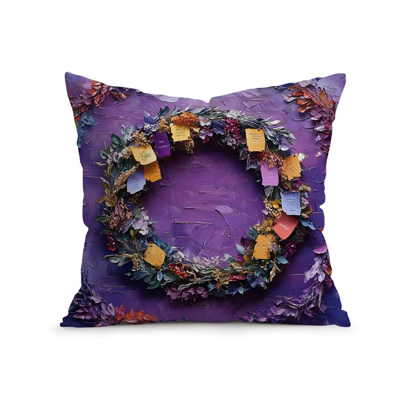Purple Christmas Decor Cushion Pillowcase Printed Polyester 45x45cm Throw Pillowcover Decorative Sofa Cushion Pillowslip Decor