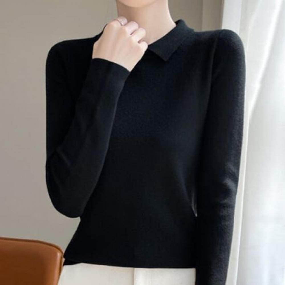 Navava Men Simple Daily Long Sleeve Collar KniT T shirT Nk2315