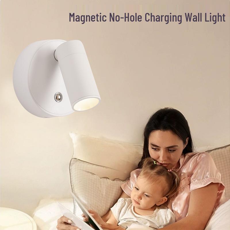 Wireless Magnetic Downlight Night Light: No-Drill Wall Spot for Bedroom and Bedside Reading