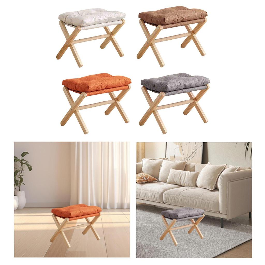 Small Footstool Leisure Stool Shoe Changing Stool Wooden Legs Foot Rest Kids