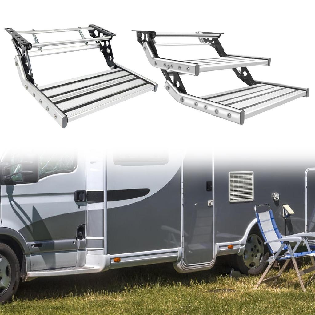 Manual RV Step Telescopic Ladder Assembly Accessories Lightweight Built in Grab