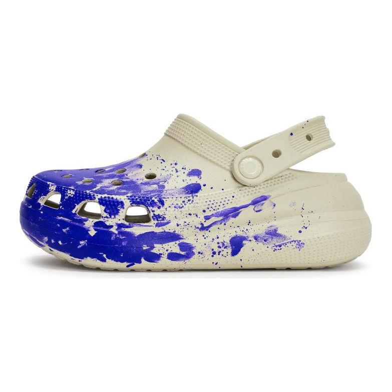 Crocs Crush Clog 811 Manufacture Addiction Scene Special Shoe Box Ink Splashing Feeling Hole Shoes Unisex Bone White Blue