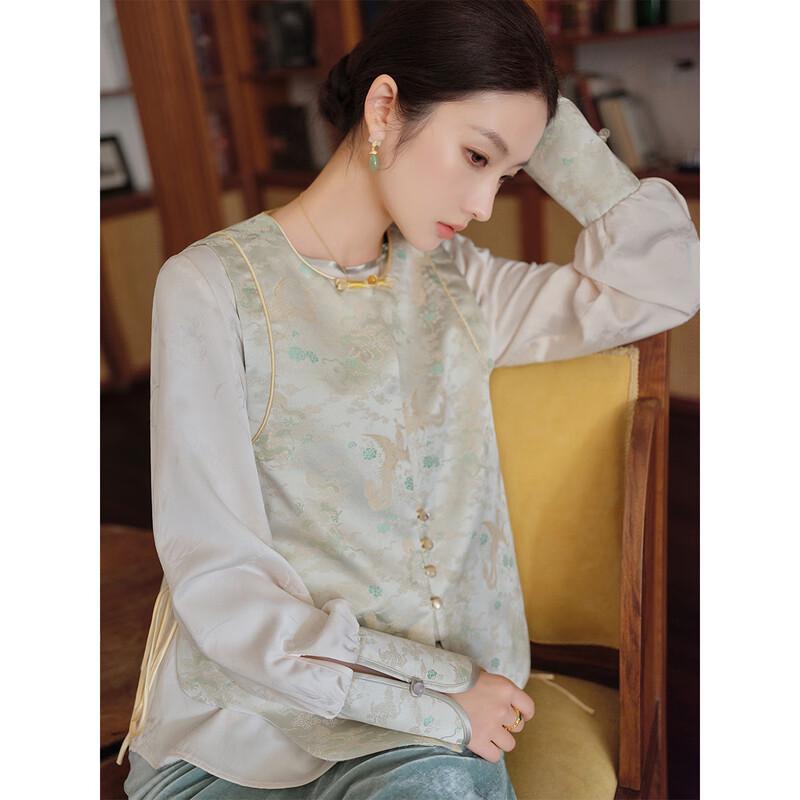 

JK&JS Chinese Style Jacquard Frog Button Vest S