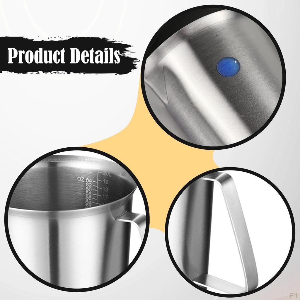 Stainless Steel Measuring Cup Household Kitchen Tools Clear Markings 2000ml Container Frothing