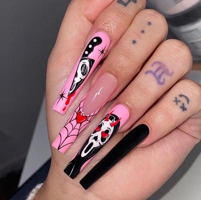 WM-56 Love Ghost Halloween Nagellak Stickers - Draagbare Nagels Set (24 stuks)
