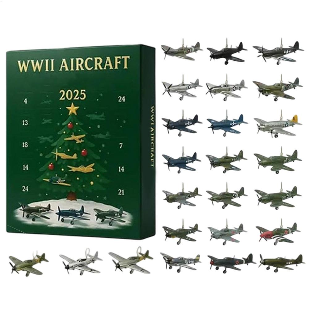 Aircraft Advent Calendar 2025 with 24 2D Acrylic Unique Mini Warbirds Christmas Advent Calendar Gifts for Aviation Lovers