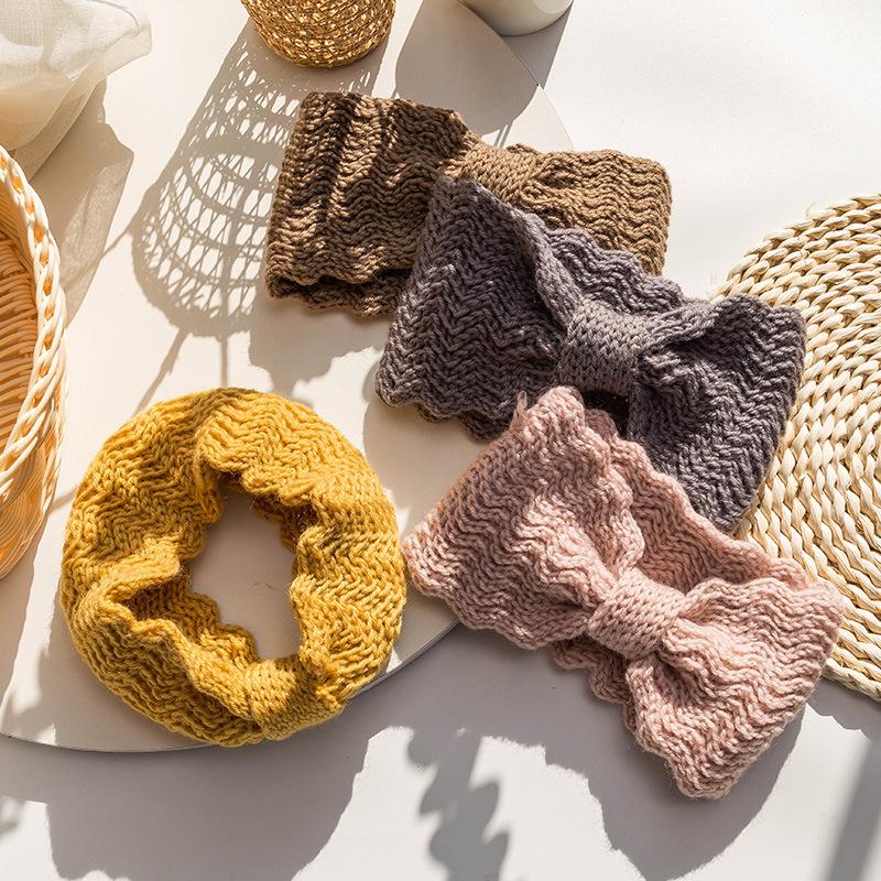 Gestrickte Breite Stirnbänder Für Frauen Winter Haar Turban Einfarbig Kreuz Geknotet Haarband Turbane Haar Zubehör