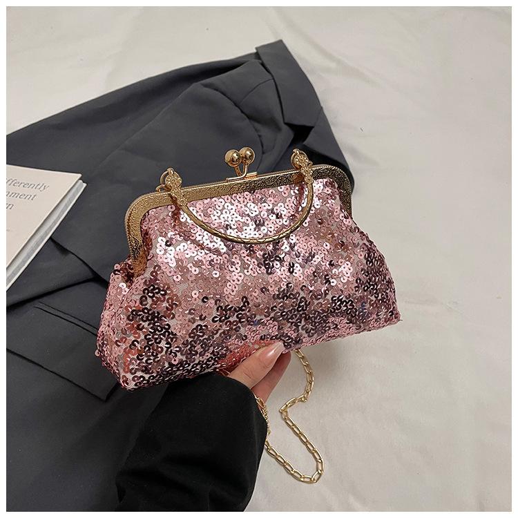 2025 New Dinner Bag Fashion Celebrity Clutch Bag One Shoulder Oblique Span Bag Versatile Sequin Bag Women's Small Handbag