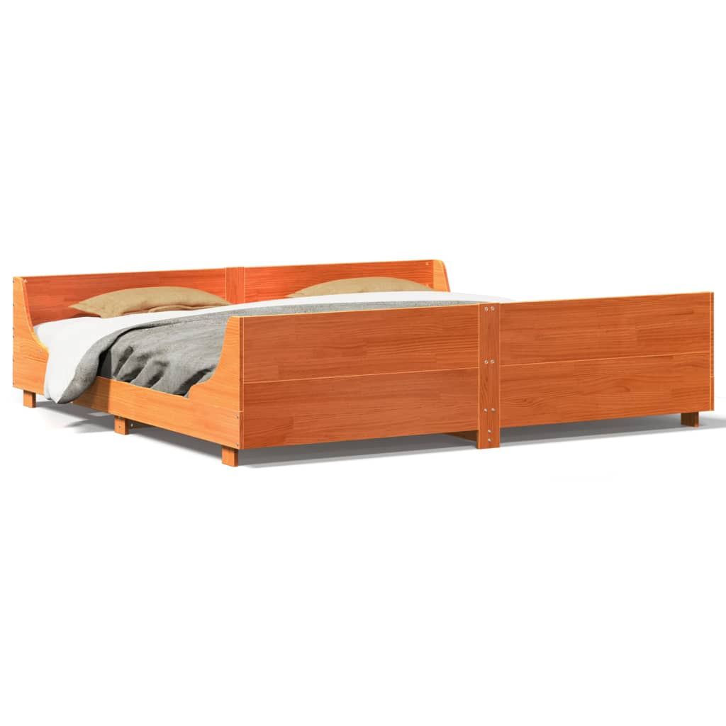 Solid Wood Bed Without Mattress Wax Brown 180 X 200 Cm Pine Wood