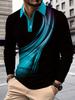 Essential long-sleeve polo shirt, abstract design, casual men's fashion.