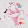 Solid Ruched Tie Sexy Two Piece Bikini Elegant Comfortable For Beach Vacation