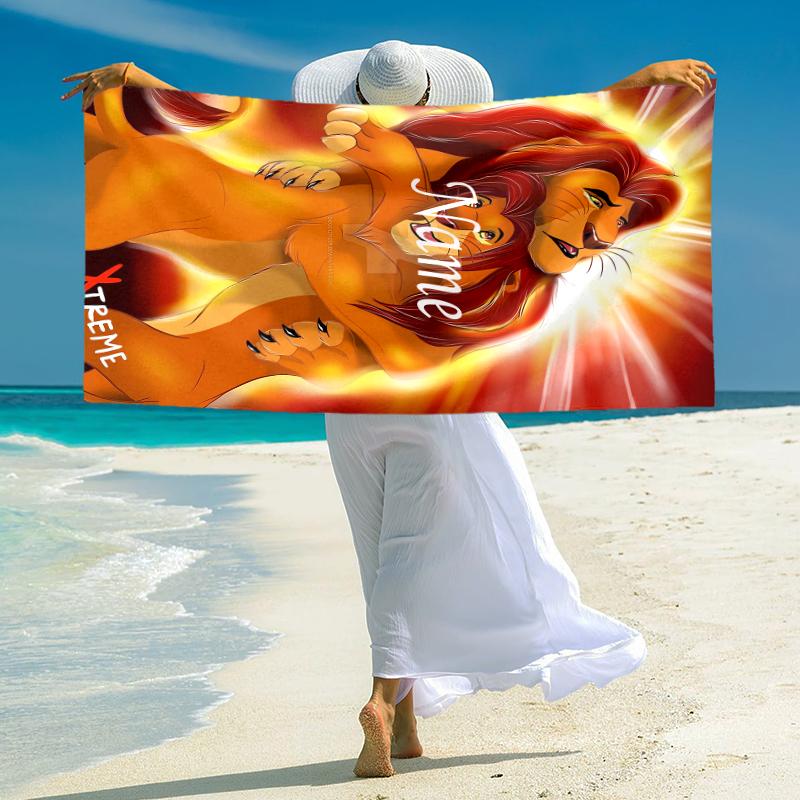 Personalized Lion Sunset Majesty Beach Towel Microfiber Beach Towel Thin Absorbent for Beach Swimming Yoga Bath Sports. 0910231