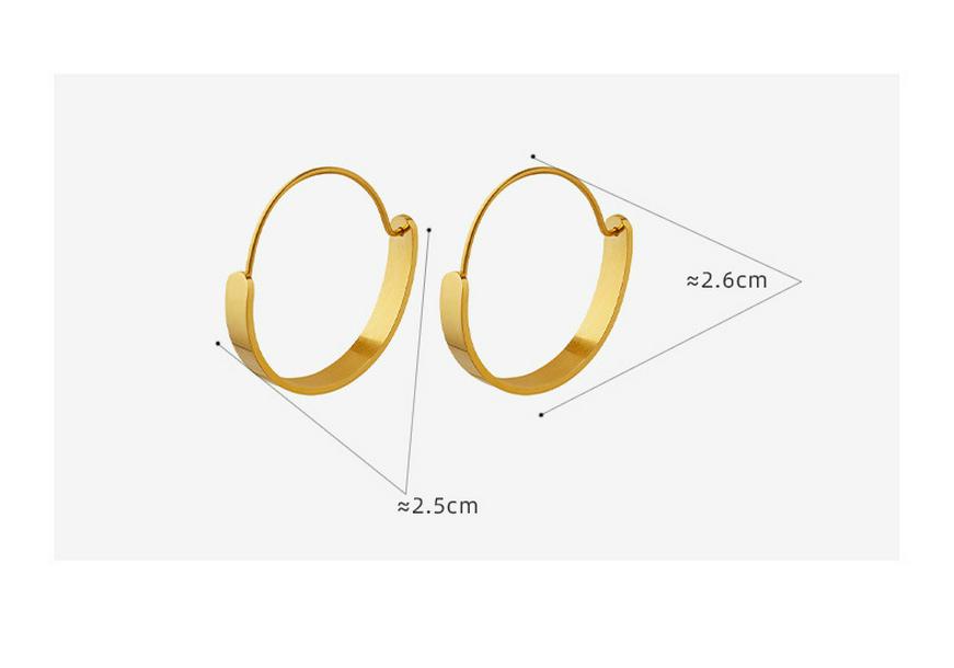Trendy Minimalist Gold-Plated Titanium Hoop Earrings - Autumn/Winter Style F328