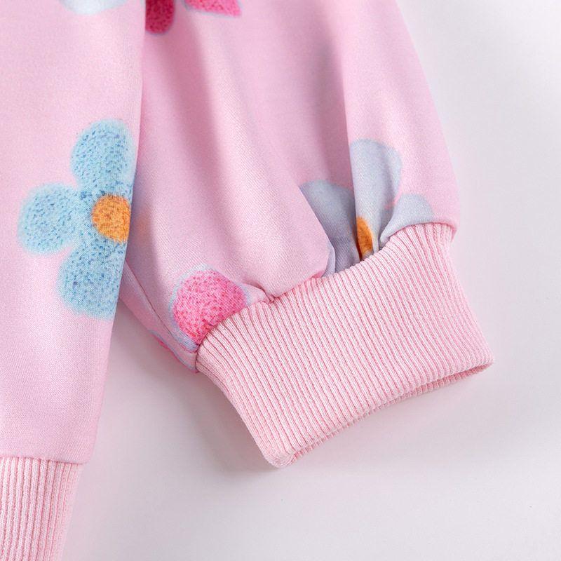 Girls' Long-Sleeved Round-Neck Sweatshirt Spring and Autum Kidsren's Clothing Baby Girl Flower Casual Top Kidsren's Pullover Clothes
