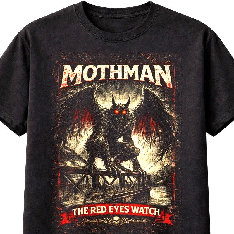 MothUnisex Red Eyes Cryptid Horror Creature Unisex TShirt S5XL S