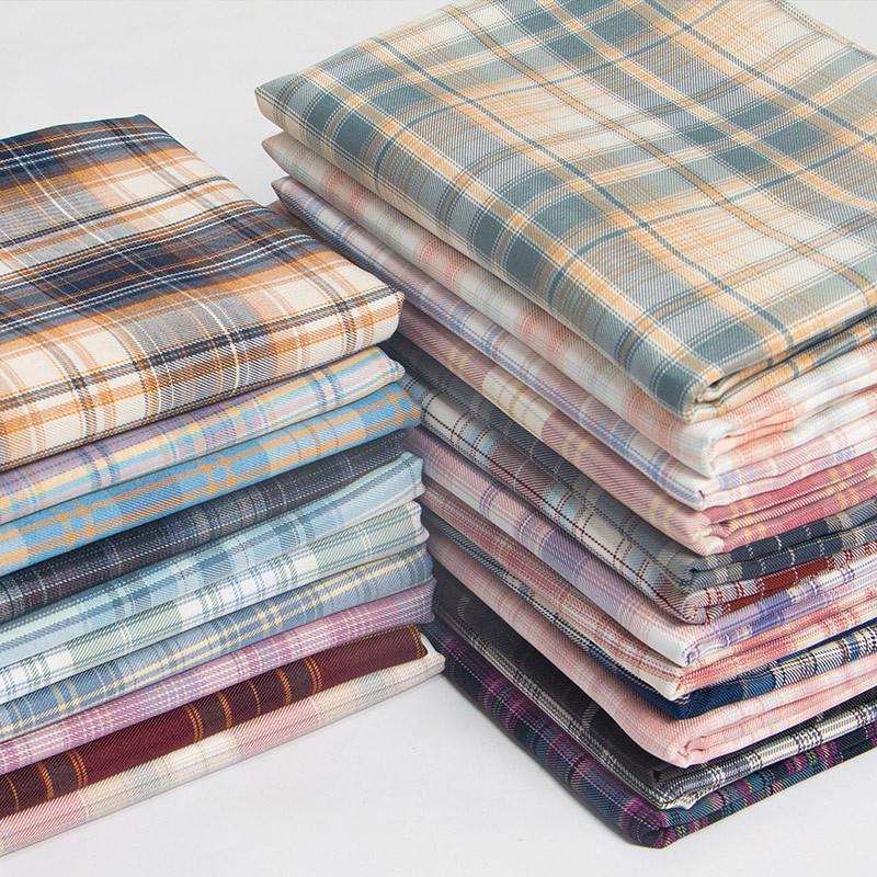 Japanese Plaid Pleated Skirt Fabric - Yarn-Dyed Polyester for DIY Scrunchies & Crafts