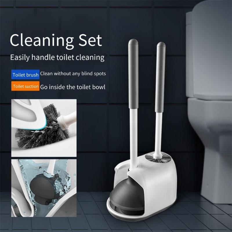 High Pressure Toilet Clog Remover Plunger With Holder Base Easy Storage Design Toilet Bowl Cleaner For Bathroom Cleaning