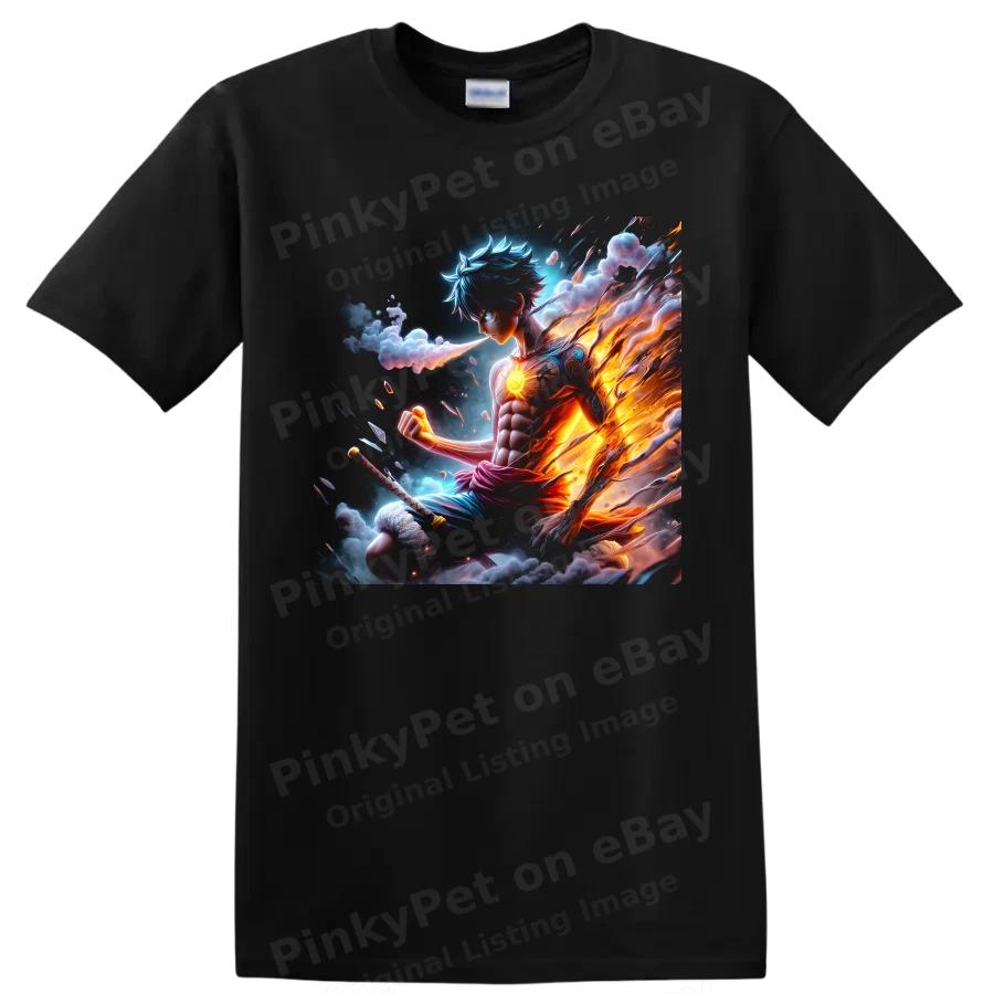 Monkey D Luffy Gear 5 Anime T Shirt Fiery Warrior Graphic Fan Art Tee Unisex
