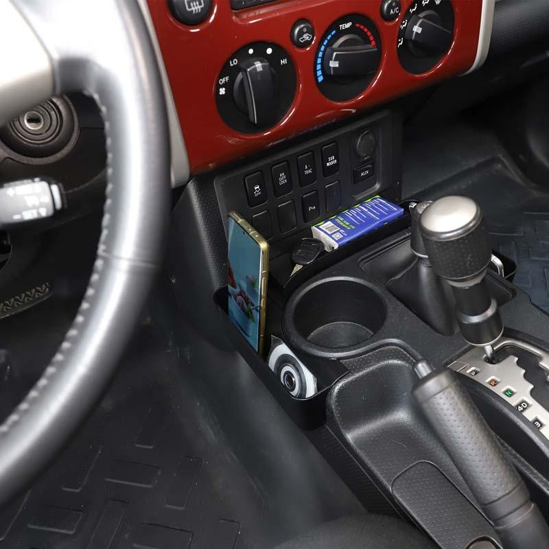 Pour Toyota FJ Cruiser 2007- Boîte de rangement latérale de console centrale en ABS Plateau multifonction pour téléphone portable Accessoires d'intérieur de voiture