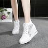 Women's Leather High-heeled Shoes Wedge Platform Sports Shoes Rubber Cloth Shoes Height Silver