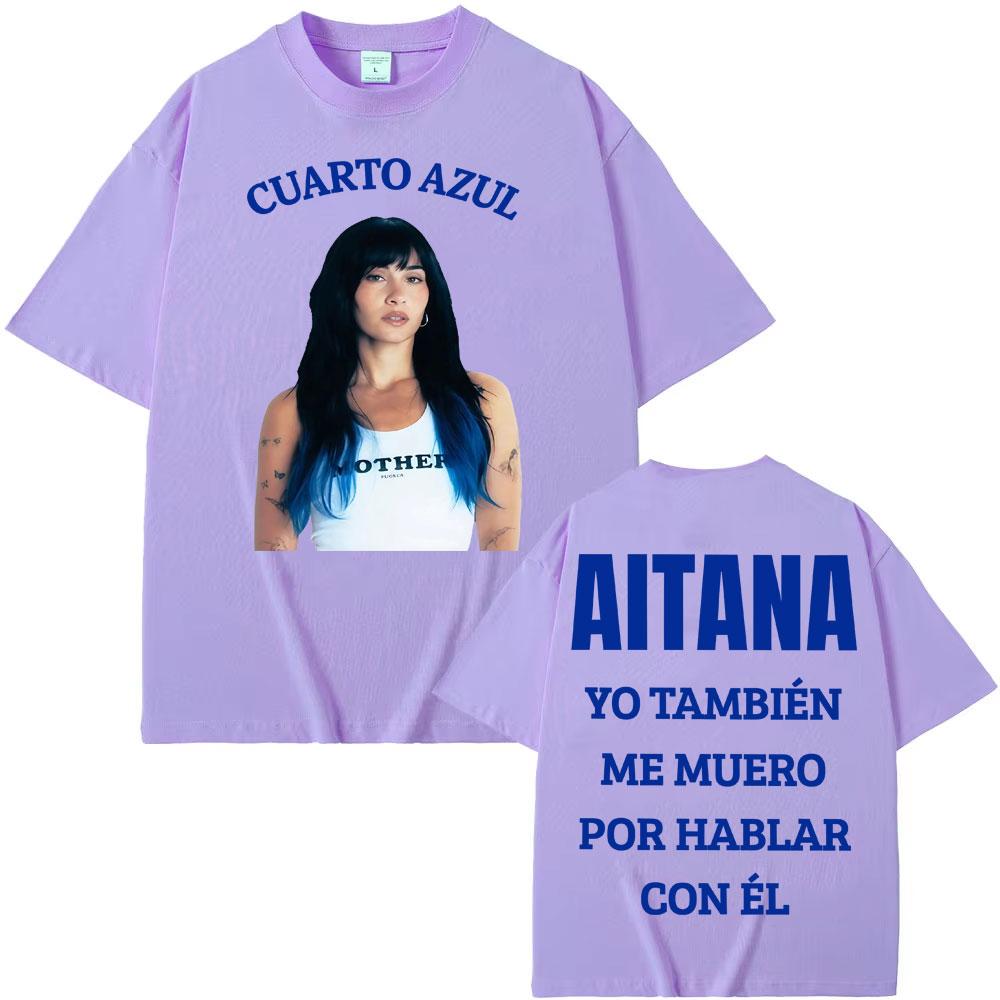 Singer Aitana Cuarto Azul 2026 Tour Graphic T-shirt Men Women Clothing Fashion Aesthetic T Shirts Cotton Loose Oversized T Shirt