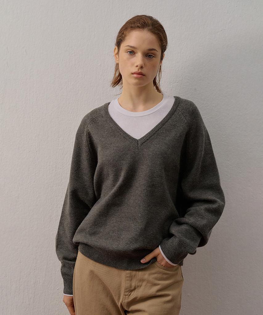 CAMINO V-Neck Basic Knit Gray