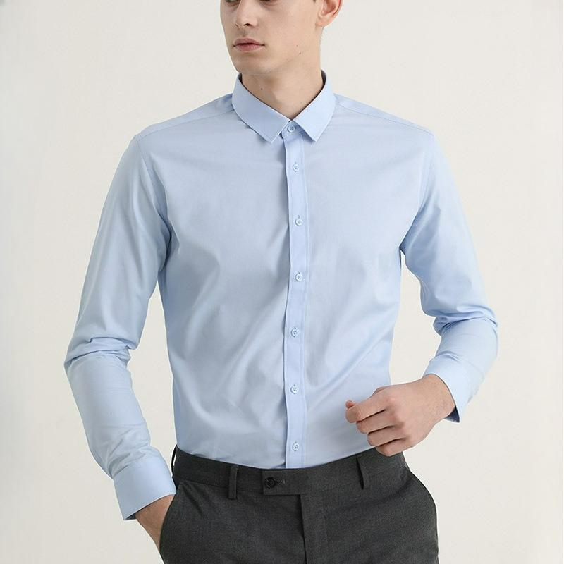 Long-sleeved White Shirt Men's Solid Color Stretch Slim-fit Non-iron Anti-wrinkle Business Casual Men's Professional Shirt