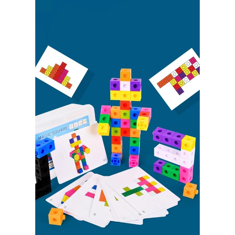 Magic Cube Puzzle Building Blocks Kindergarten Educational Color Recognition DIY Building Blocks Toys Gifts with Changing Colors
